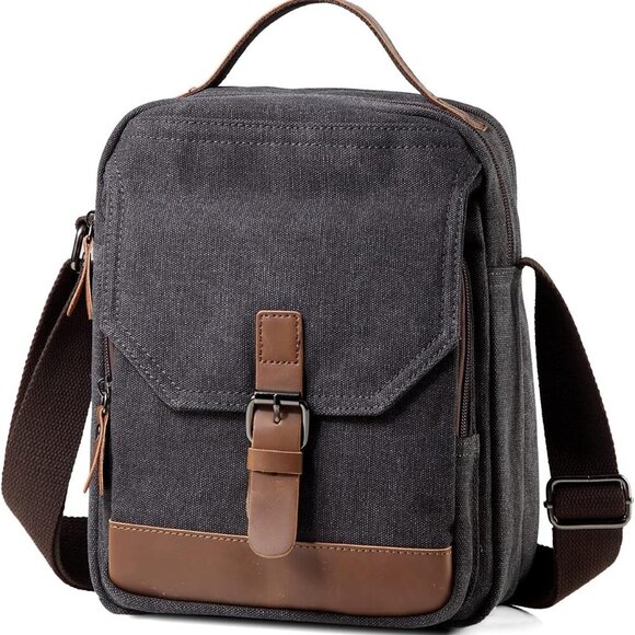 Small Messenger Bag,Canvas Crossbody Shoulder Bag for Men Women Vintage Man Pu